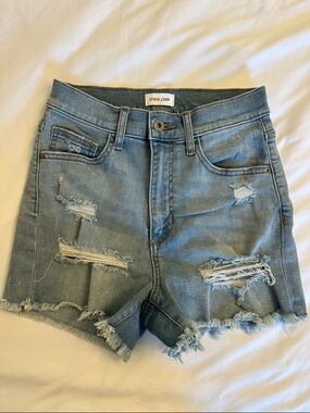 Snack Pack Light Blue Distressed Denim Shorts